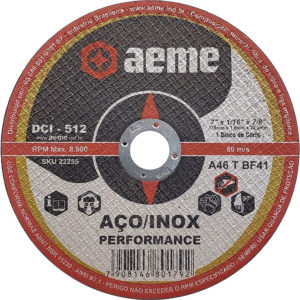Disco de Corte Aeme para Aço/Inox DCI 512 7x1/16x7/8 (SKU 22255)
